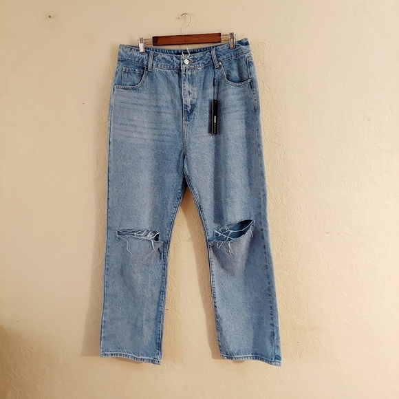 Fashion Nova Bend The Rules Slouch Fit Jeans Light Blue Wash NEW Sz 15 - Picture 2 of 10